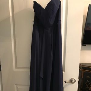 Davids bridal navy blue dress. Strapless